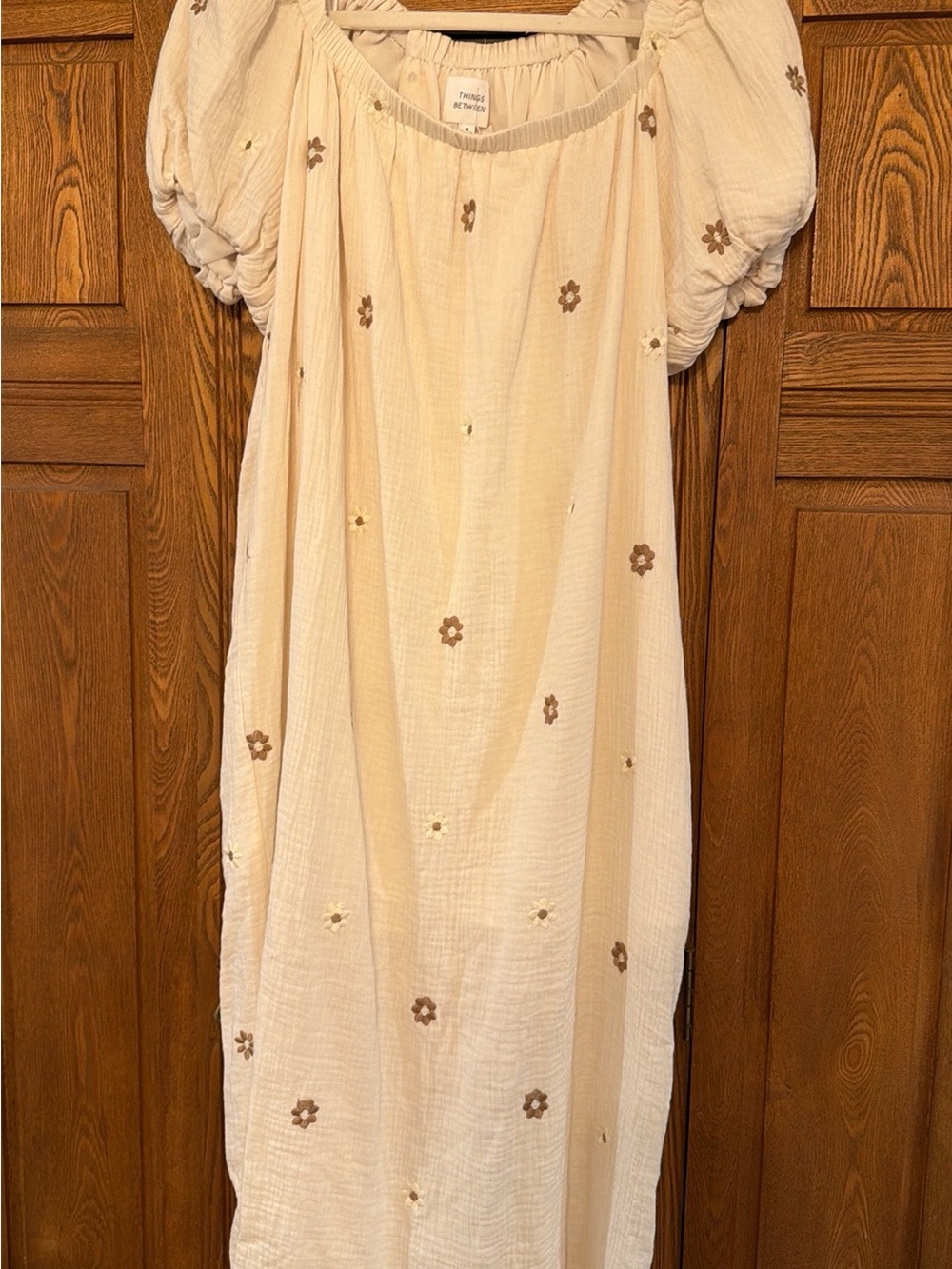 Tiare Hawaii Cream Embroidered Midi Dress